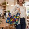 Colorful Floral Print Tote Bag Large Capacity Casual Handbag Shoulder Purse for Daily Use