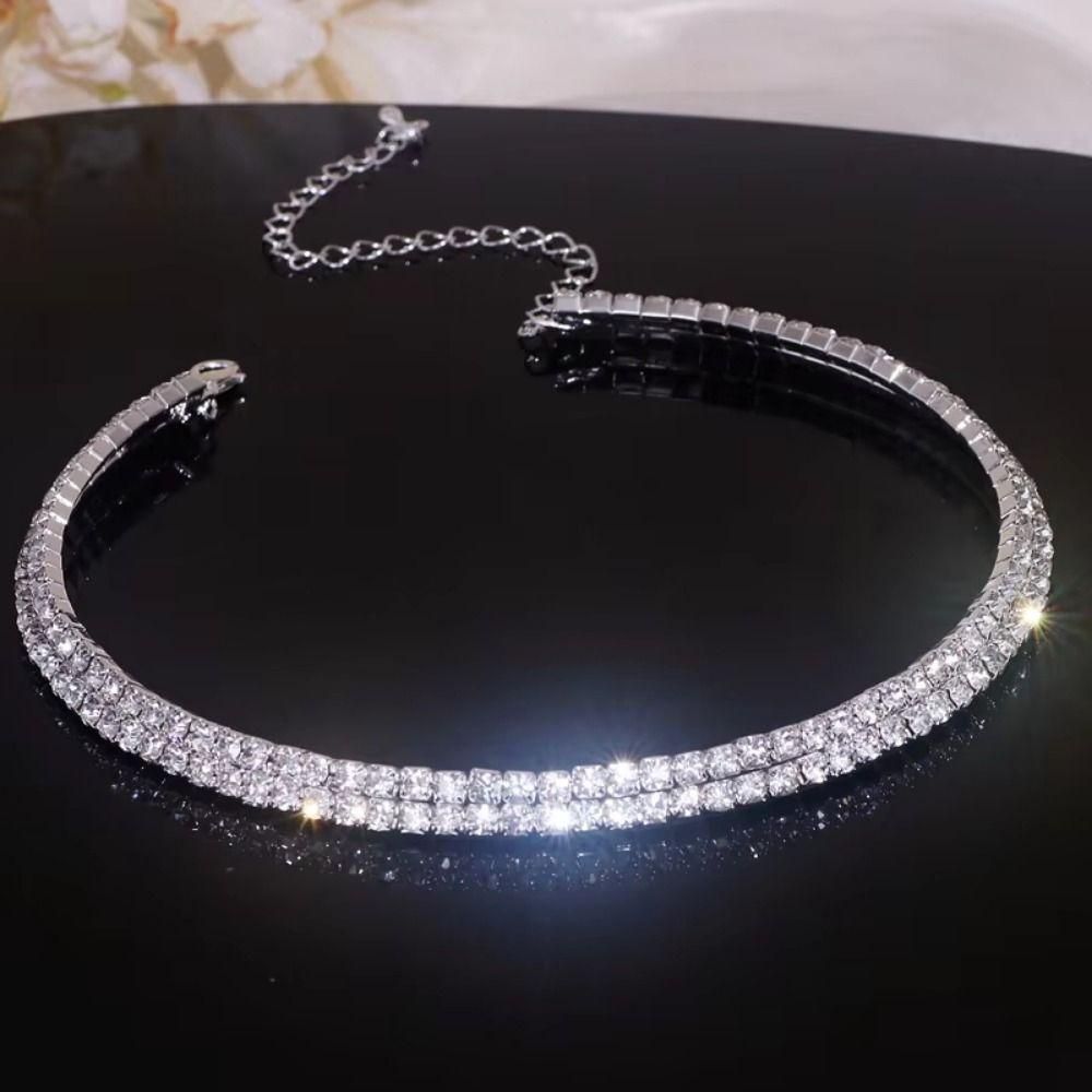 Shiny Bridal Jewelry Set Luxury Rhinestone Choker Necklace  Special Occasions
