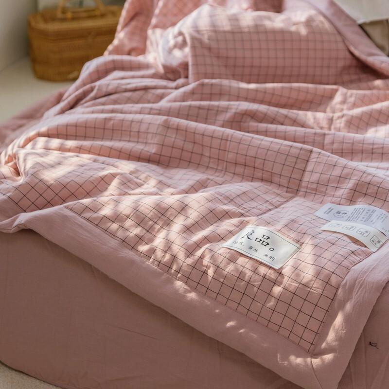 Muxinzi Small Pink Plaid Summer Quilt