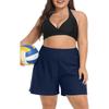 CHARMLEAKS Plus Size Swim Shorts for Women High Waisted Board Shorts Tankini Swimsuit Bottom with Pockets