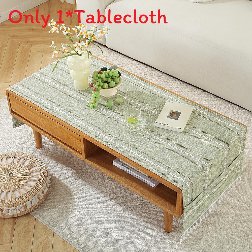 Nordic Home Modern Cotton Linen Rectangular Tablecloth With Non Slip Back For Living Room Decor