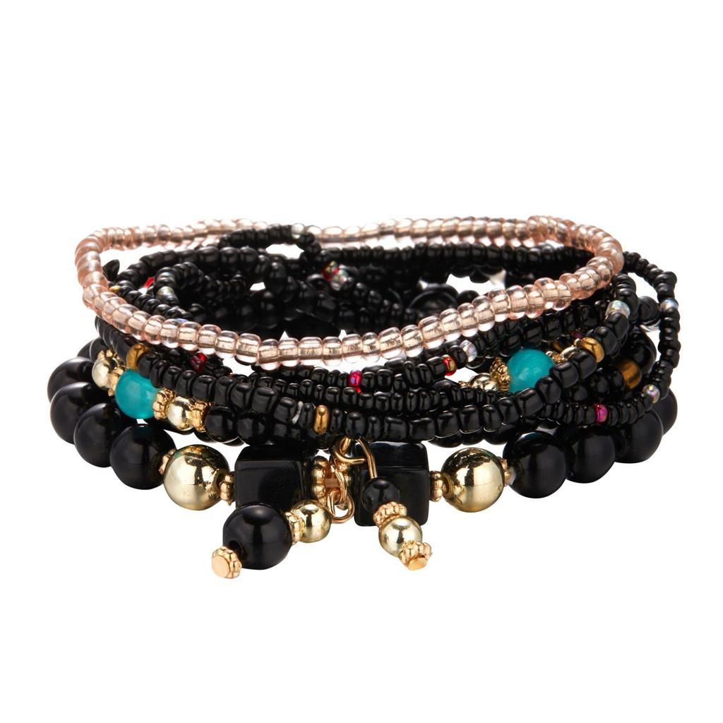 Bohemian  Creative Rice Bead Bead Bracelet 8 Combination Turquoise Elastic Bead Bracelet