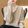 Maglione da donna in cashmere cashmere Qinghe 30% cashmere 70% lana pullover autunnale e invernale caldo e alla moda