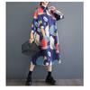 Loose Large Size Oceanic Printed Mid-Length Literary Vintage Dresses