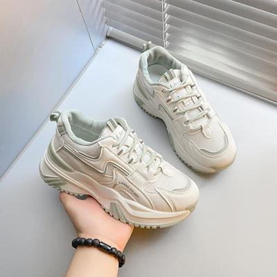 Thick-soled Mesh Breathable Dad Shoes Women's Summer 2024 New Korean Version Student Lace-up Casual Sports Shoes