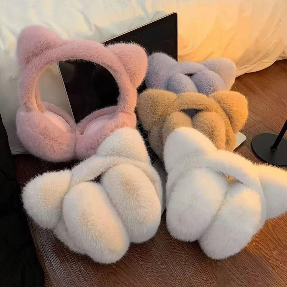 Foldable Warm Earflaps Windproof Cold-proof Ear Mask Kawaii Cat Earmuffs  Outdoors Activities