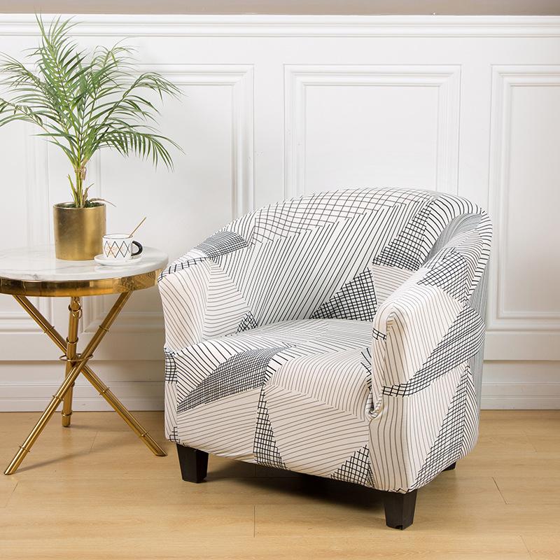 1pc Stretch Printed Club Armchair Cover Washable Tub Chair Slipcover Relax Single Chair Case for Coffee Bar Living Room Office