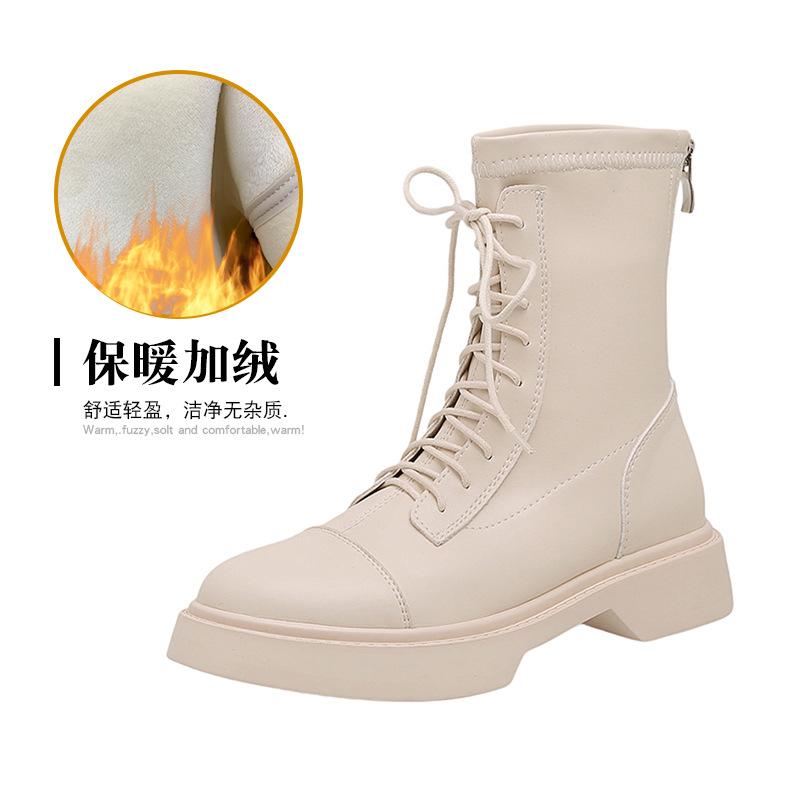 Martin boots women's new autumn and winter short boots flat-bottomed thick-soled British style women's boots elastic boots thin boots