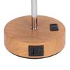 Touch Control Table Lamp Metal and Cloth USB Charging Three Gear LED Nightstand Lamp with Wood Grain Base for Bedroom  