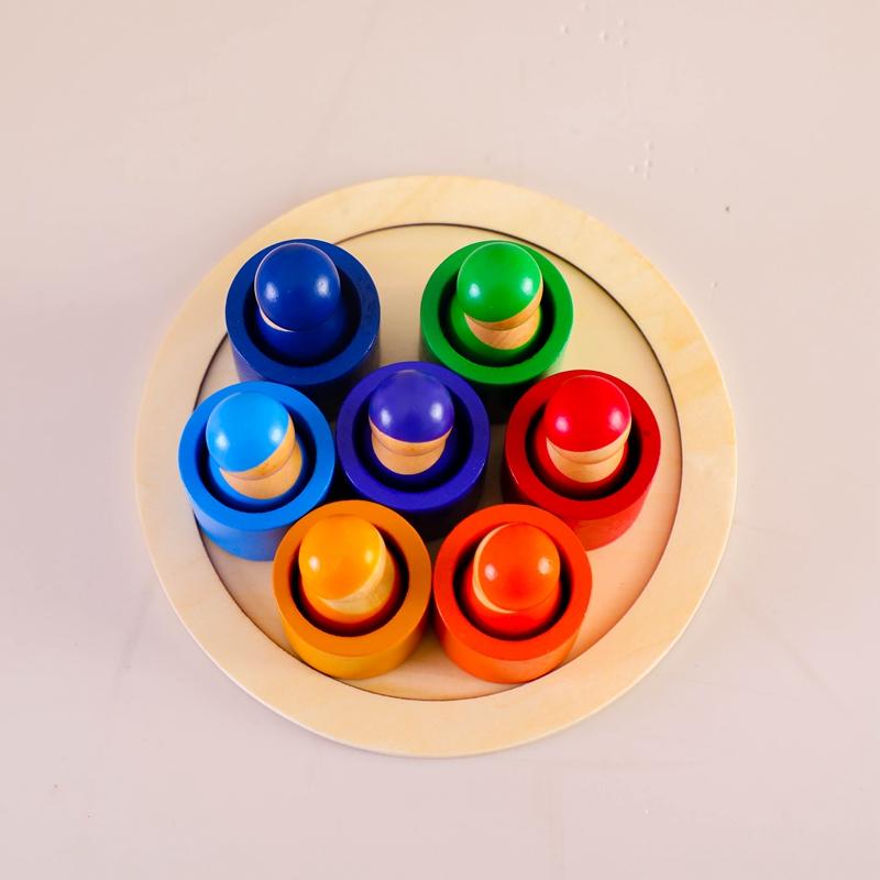 Montessori Rainbow Doll Wooden Toy Natural Wood Baby Hands-on Education Toy Puzzle Game Rainbow Building Block Children's Toy