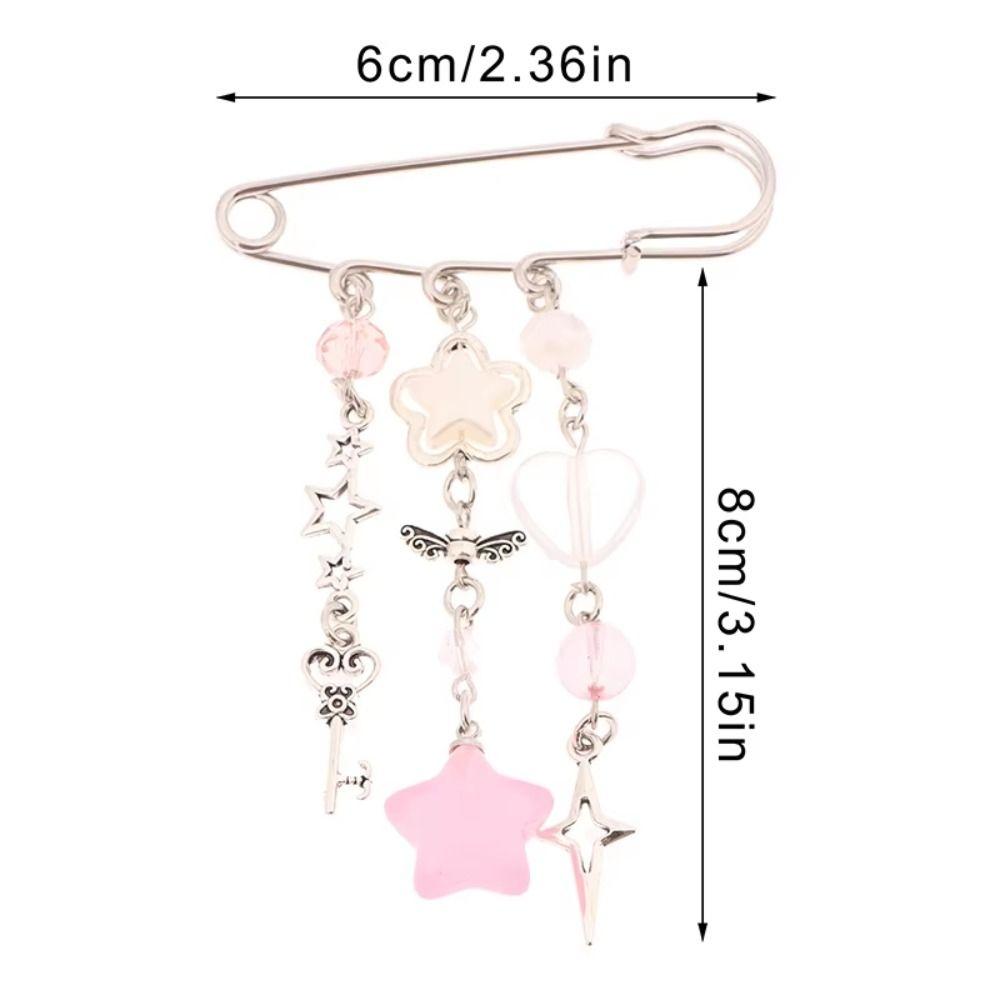 Bag Charm Sweet Brooch Clip Y2k Gothic Beaded Brooch Aesthetic Beaded Bag Pins  Bag Accessories