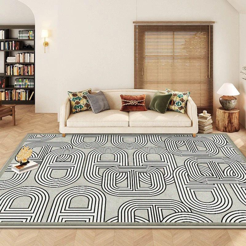 Modern Geometric Abstract Living Room Carpet Foldable Washable Bedroom Bedside Soft Rug Decoration Home Large Area Mats Non-slip