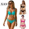 Bikini Sexy Due Pezzi Donna Set Monocolore, Costume da Bagno Estivo, Top con Laccetto al Collo e Ferretto Costume Due Pezzi & Slip a Taglio Alto, Costume da Bagno per