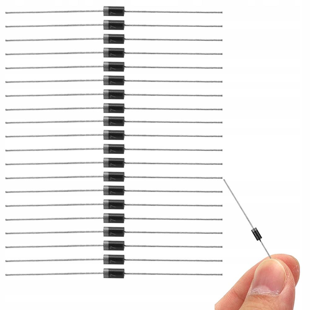 

Rosfix Dioda Prostownicza 1N4007 – Maksymalne Napięcie 1000V | Maksymalny Prąd 1A | Obudowa DO41 | 20szt.