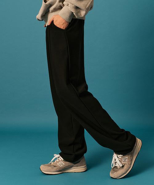 KOLEAT [Fleece Ver.] Men Winter Elastic Waist Wide Slacks Pants [Black] Winter Pants Ver.