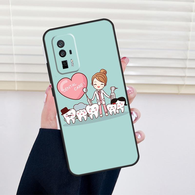 Cartoon Dentist Dental Teeth Cover For Xiaomi 15 14 13 Ultra 11T 12T 13T 14T Pro POCO X7 Pro X3 X5 X6 M6 F5 F6 Pro Case