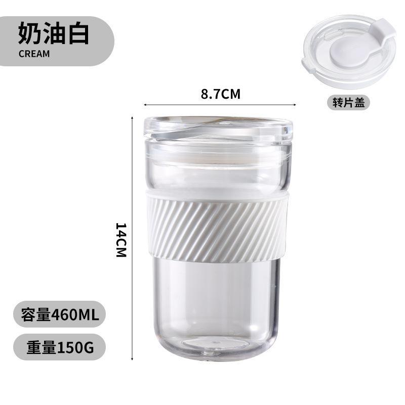 

460ml Coffee Mug Ins Style Water Cup with Lid Transparent Bubble Tea Cup Juice Milk Mocha Cappuccino Cups Breakfast Mug 460ml світло-зелений колір