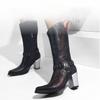 Mode Dam Mellanlårstövlar Mode Spetsiga Högklackade Läderstövlar Maillard-stil Damstövlar Retro Västerländska Cowboystövlar Riddarstövlar