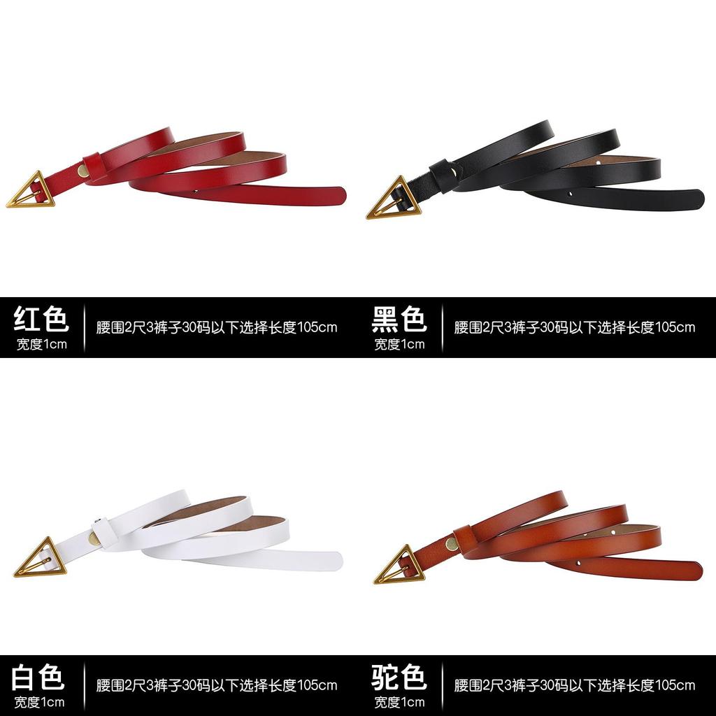 Leather Slim Belt With Alloy Buckle For Party And Daily Fashion