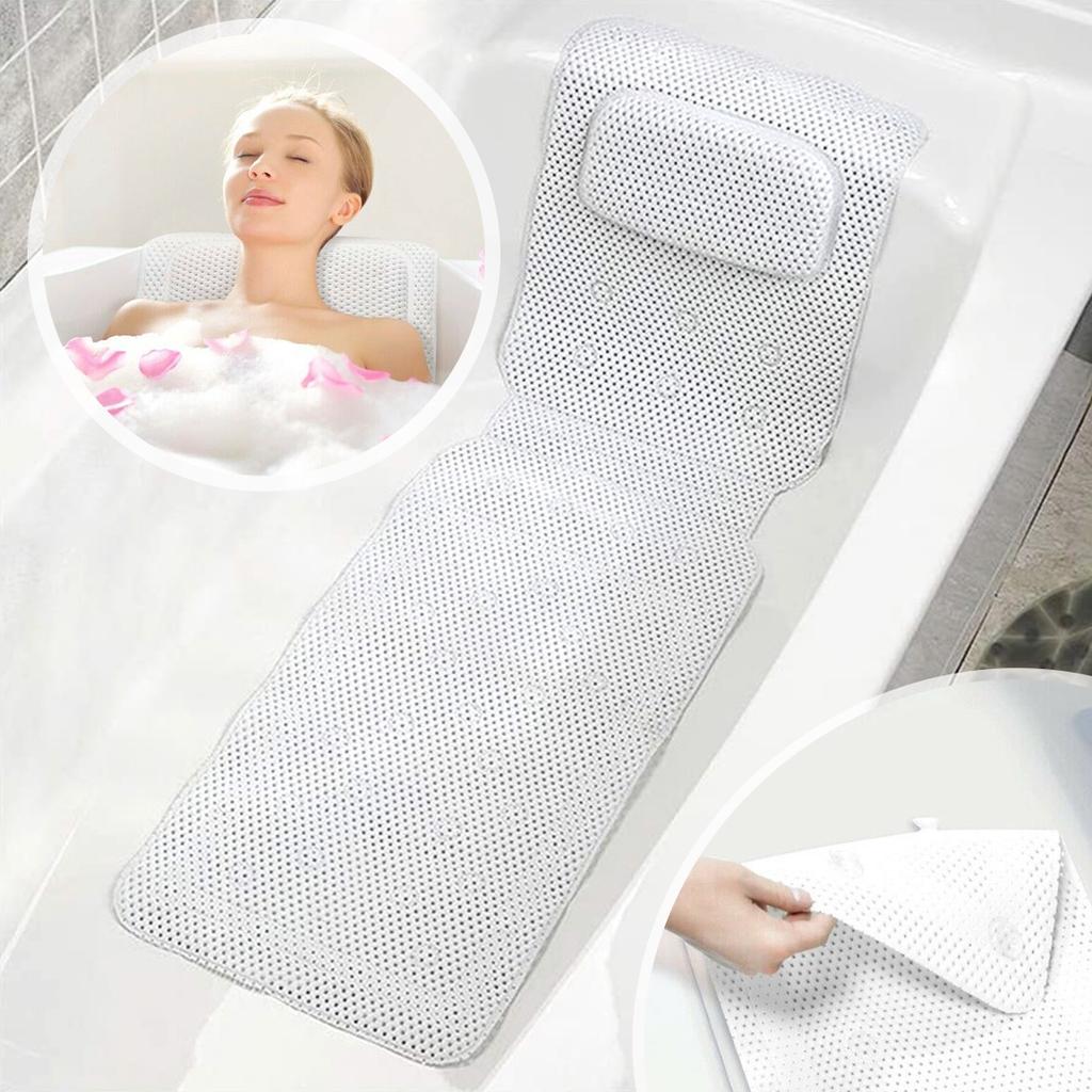 Full Body Bath Cushion Bath Pillow for Head and Neck Rest Bathtub Pillows with 30 Non-Slip Suction Rest Your Head and Neck