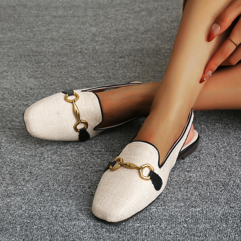 Fashion Women Sandals 2025 New Flat Outdoor Round Toe Wedge Sandals Women Anti-slip Closed Toe Metal Shoes Women Sandalias De Mujer