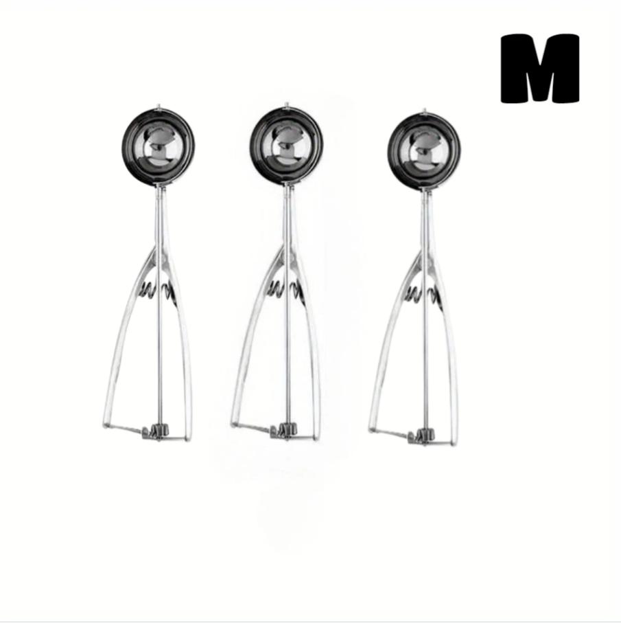 3pc Ice Cream Scoop with Spring Handle Stainless Steel Cookie Scoop Mash Potato Watermelon Ball Scoops Dough Baking Kitchen Tool