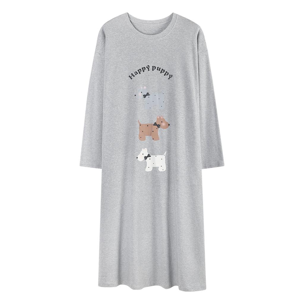 Pyjamas Damen Herbst Reine Baumwolle Frühling und Herbst Langärmelig Niedlich Cartoon Mittel und Lang Loungewear Pyjamas Rock