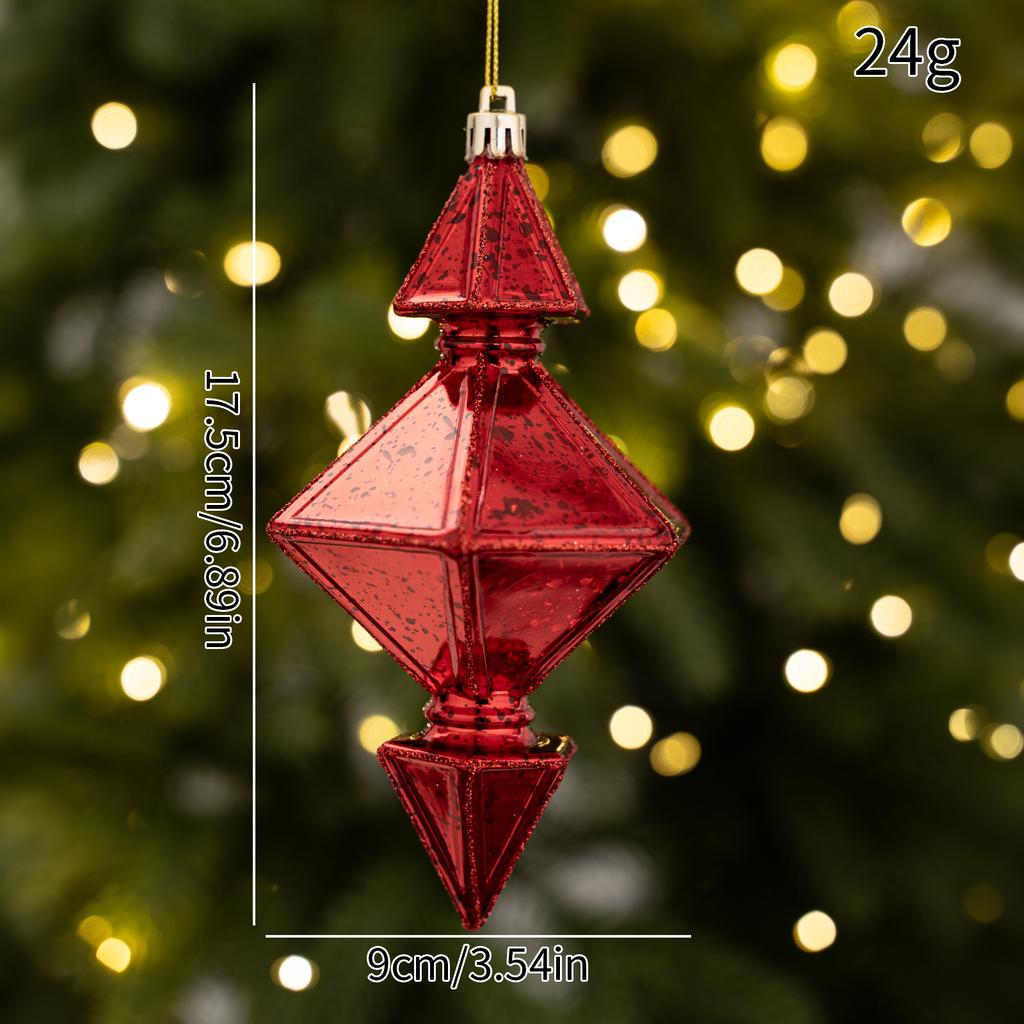 Vintage Cracked Christmas Baubles Gold Silver Red Diamond Rhombus Shape Xmas Tree Hanging Ornaments