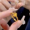 Four-Leaf Clover Gold-Plated Cat's Eye Adjustable Ring
