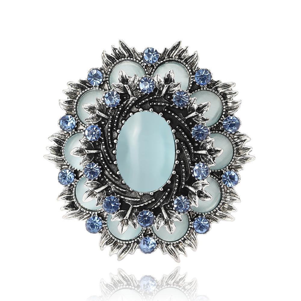 

Alloy Vintage Baroque Brooches Decoration Brooch Pins Rhinestone Round Badge Pins For Women A