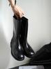 Korean Version of Handmade Cigarette Boots Women's 2025 Autumn and Winter New Leather Boots Medium Boots Retro Straight Knight Boots Single Boots