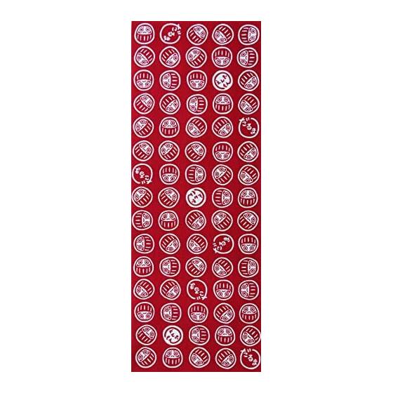IKS Tenugui Hand Towel, Made in Japan, 34x88cm, Daruma Design, 100% Cotton, Unhemmed