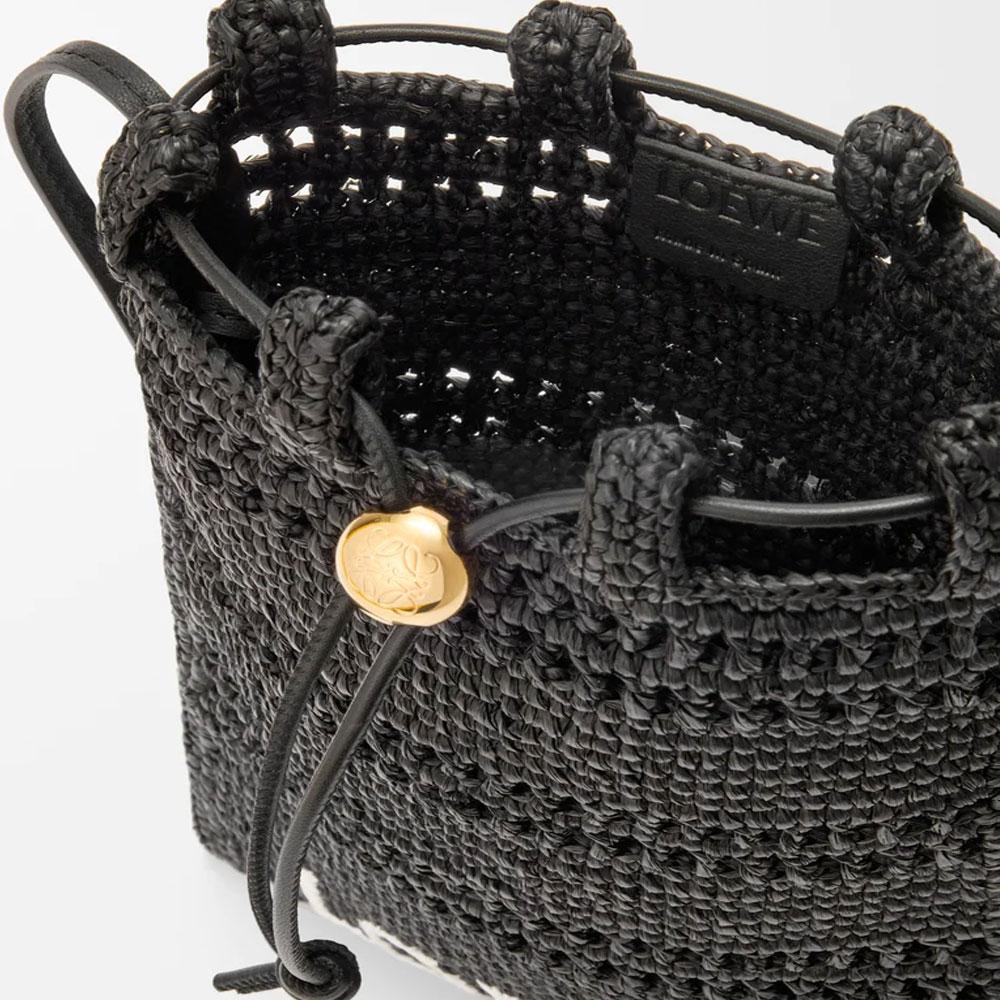 Loewe Anagram Pebble Logo Minimalist Fashion Raffia Crossbody Bag Men Bags Black C756PHPX05-1100