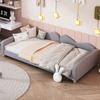 Children Bed Upholstered Bed 90x200cm, Frame Fabric Multifunctional Soft Bed with Backrest and Armrest, Sofa Bed Bed, Youth Bed Guest Bed Gray