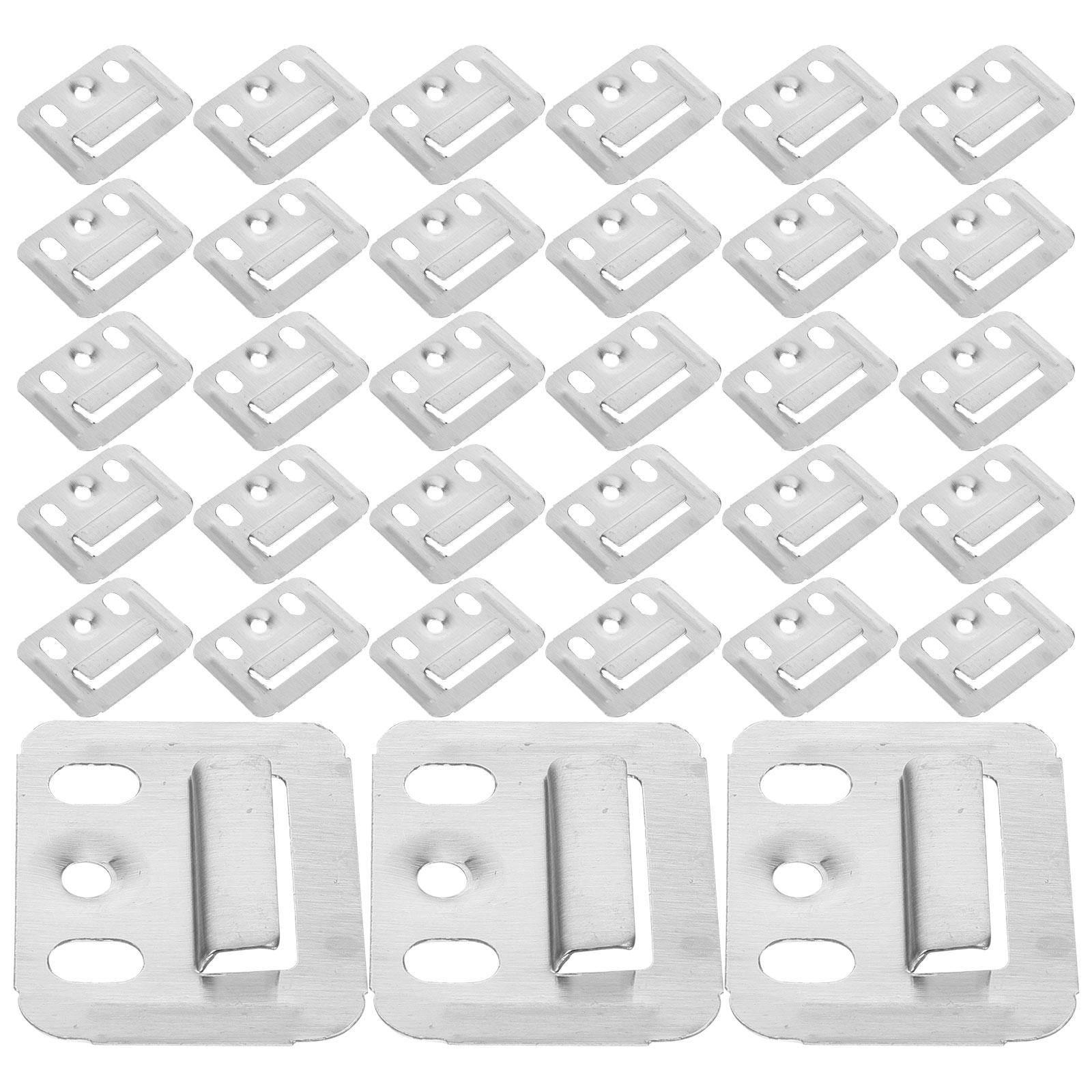

100Pcs Wall Brackets Stainless Steel Wall Panel Buckle Integrated Clamp For Furniture Fixing Piece Hardware Clamps Accessories 40.00X2.00X0.40CM