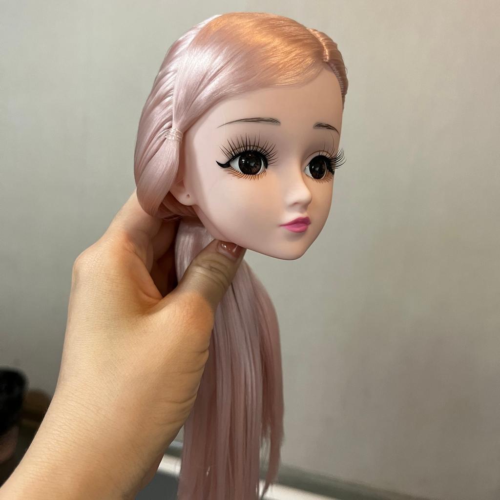 60Cm Doll'S Head 1/3 Bjd Doll Accessories 3D Real Eyes With Eyelashes Princess Doll Head Girls Play House Dress Up Toy Sets