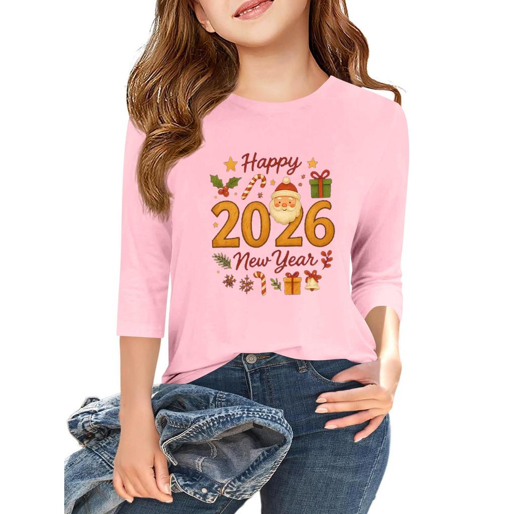 Tricou casual cu mâneci 3/4 pentru copii, cu gât rotund și imprimeu pentru Ziua Independenței