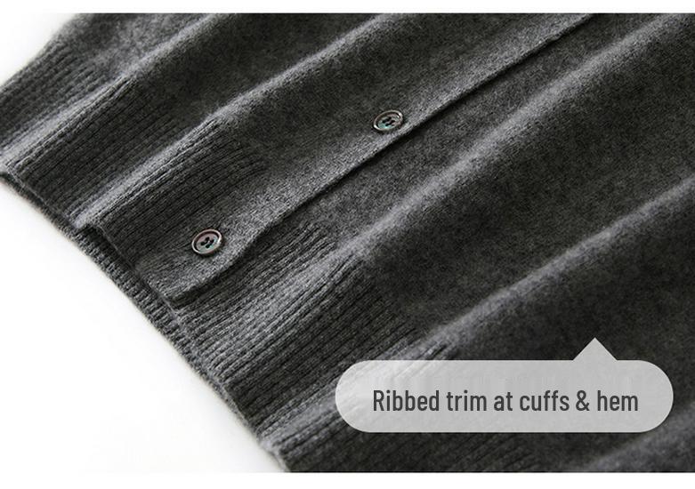 Autumn Winter Cashmere Knit Cardigan - Versatile, Soft & Comfortable, Solid Color, Mid-Length