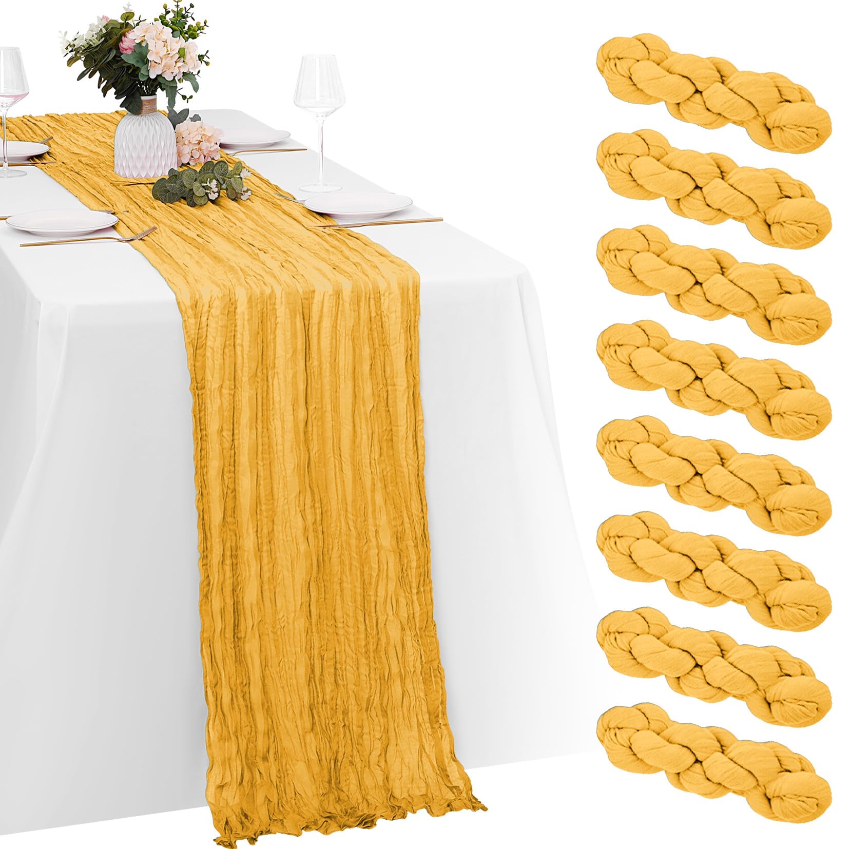 

6 Pack Cheesecloth Table Runners Rustic Sheer Gauze Table Runner Cheese Cloth for Wedding Birthday Party Baby Shower Table Decor 6Pcs 90x180cm