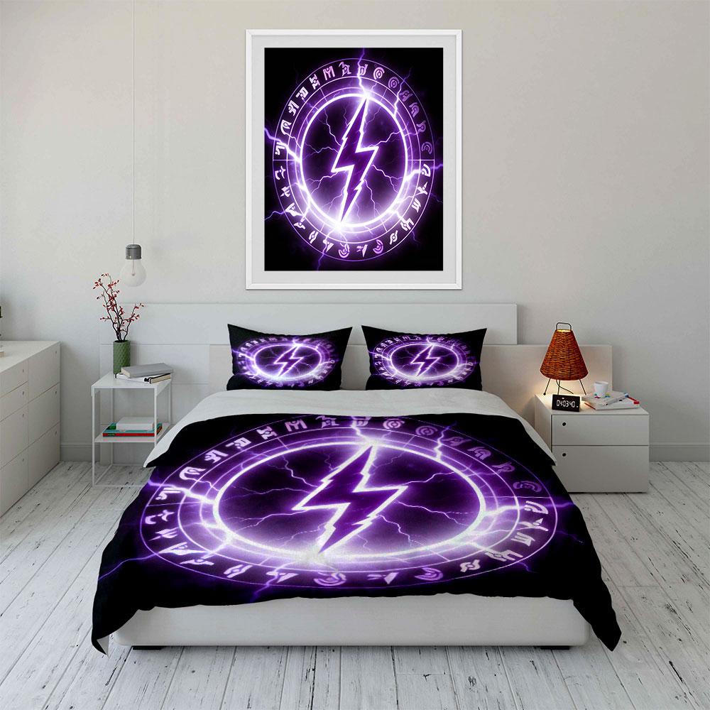Magical Symbol Lightning Decor Set Soft Comfortable Duvet Cover Bedding Set Included 1*Duvet Cover & 2*Pillowcases, Gift