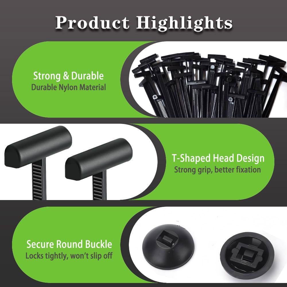 Upgraded Nylon Universal Cable Tie Buckles, Heavy Nylon Zip Ties Holders Plastic Cable Ties Tool Fasteners Car Body 50/100Pcs