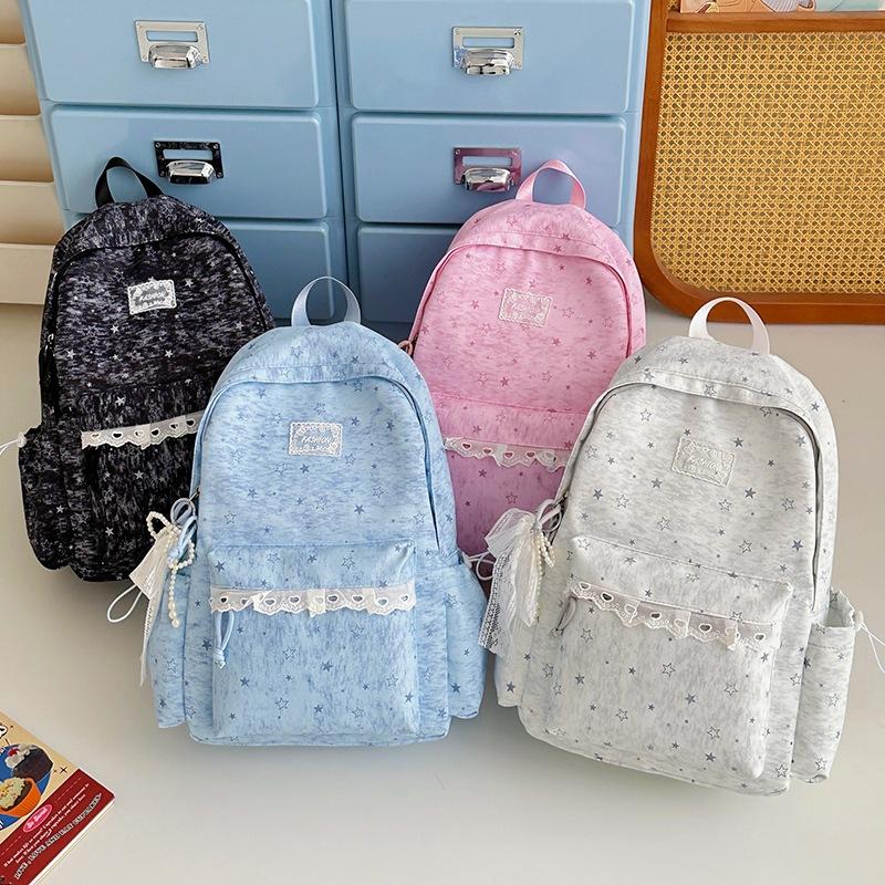 Schoolbag Korean Version Ins Wind Star Backpack Female Student Cute Large Capacity Schoolbag Junior High School Student Leisure Travel Backpack