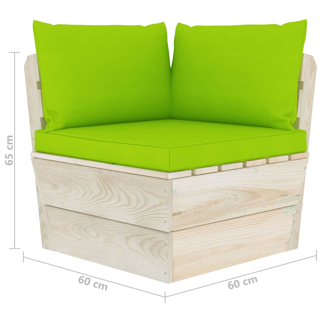 Garden Pallet Corner Sofa with Cushions Impregnated Spruce Wood