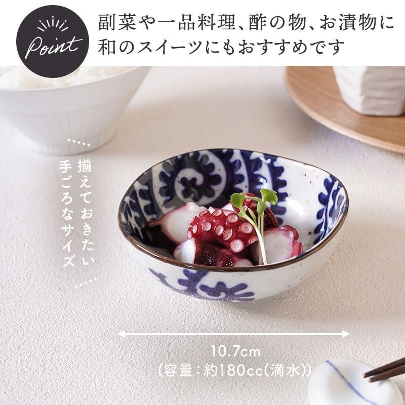 EAST table Japanese Mino-ware Ceramic Triangle Small Bowl - Arabesque Pattern