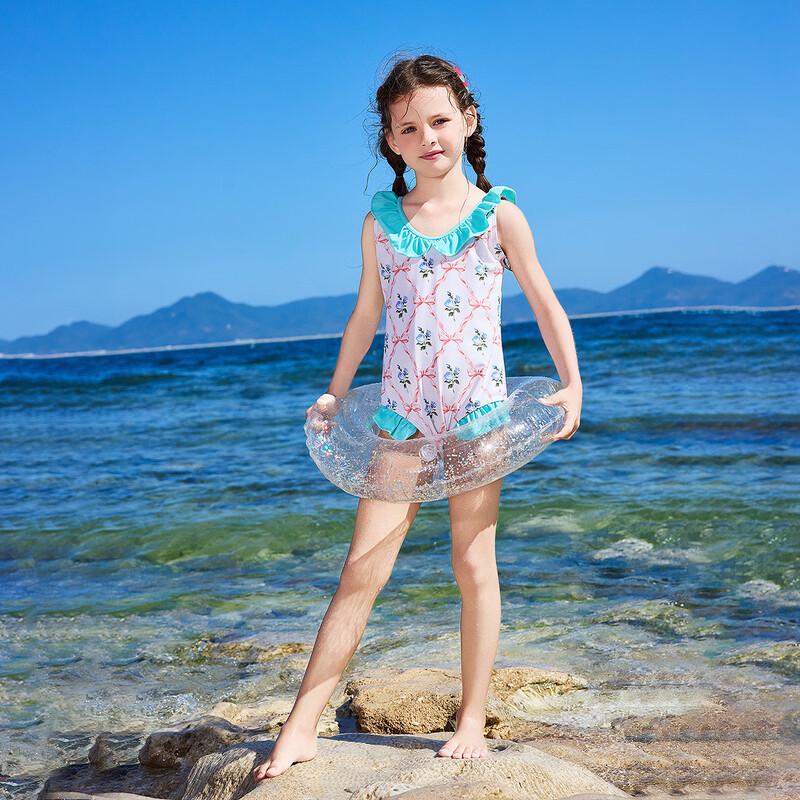 ASK JUNIOR Dívčí květinové jednodílné plavky