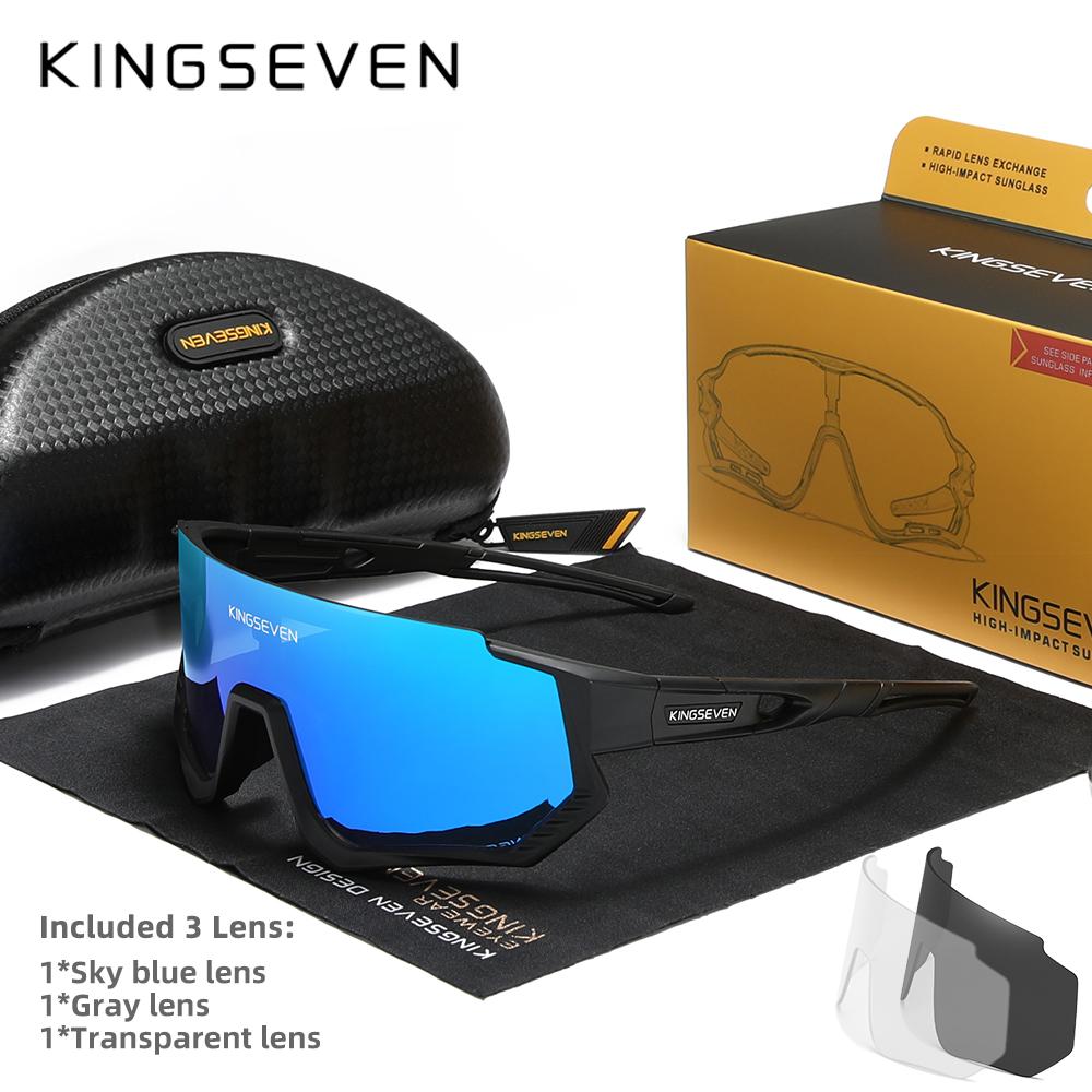 KINGSEVEN Occhiali da Sole Antiriflesso Anti-UV per Ciclismo Uomo Donna Occhiali da Bicicletta UV400 Polarizzati Pesca Bici Arrampicata Montatura Grande Occhiali Sportivi