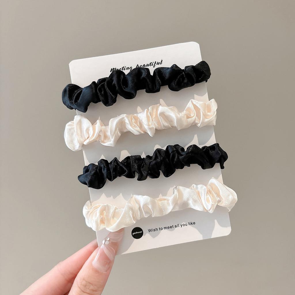 AWAYTR Cute Maillard Satin Headbands Elasticity Nylon Rope Scrunchies Ponytail For Women Hair Ties Holders Rubber Band Headdress