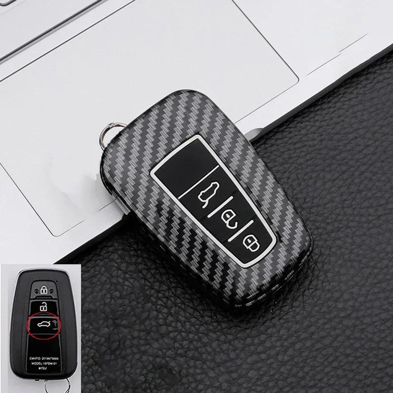 ABS Carbon Fiber Car Key Case Cover Shell For Toyota Prius Camry Corolla CHR C-HR RAV4 Land Cruiser Prado Protector Accessories