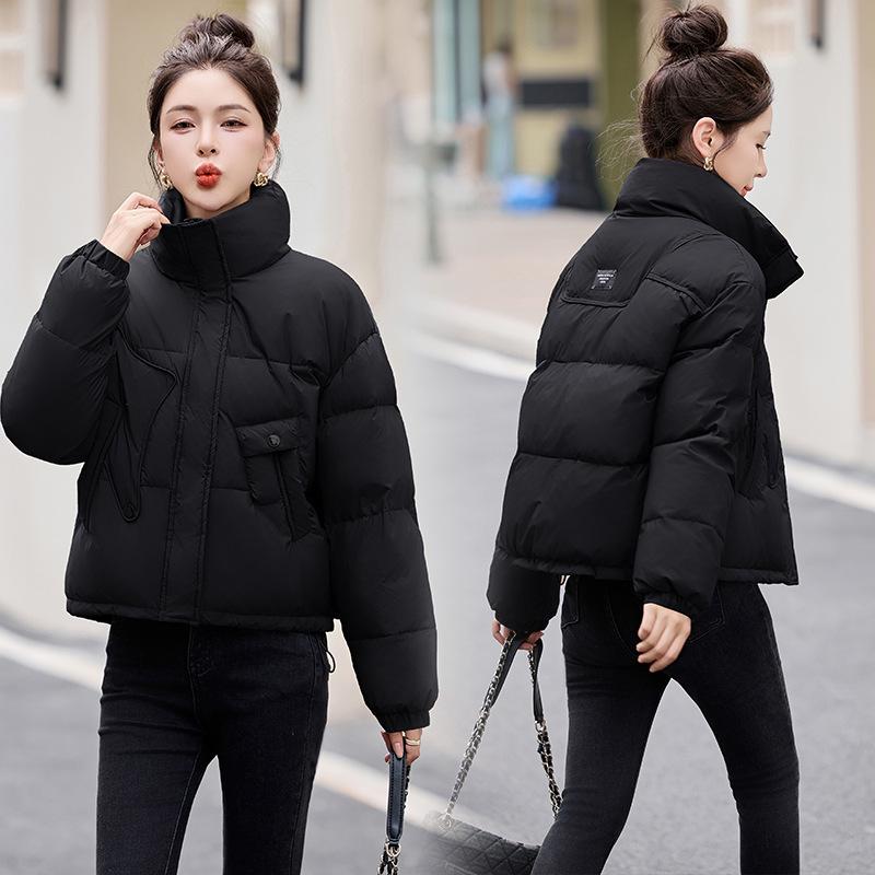 

Женская короткая куртка из белого утиного пуха - Зимняя мода 2024, Маленький размер, Свободный воротник-стойка, Теплая, Модная и стильная XL