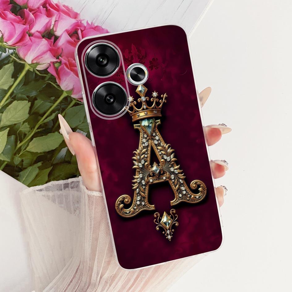 For Xiaomi Poco F6 Case Retro Crown Letters Soft Silicone Couple Phone Cases For Xiaomi Redmi Turbo 3 Fundas Note 13 Turbo Shell
